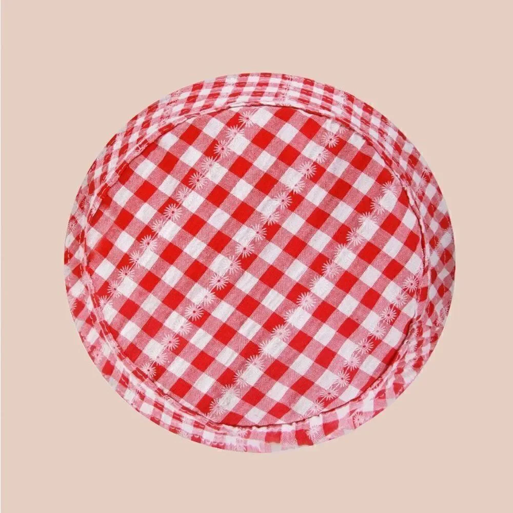 Red Gingham Satchel with Matching Strap and Hat Set